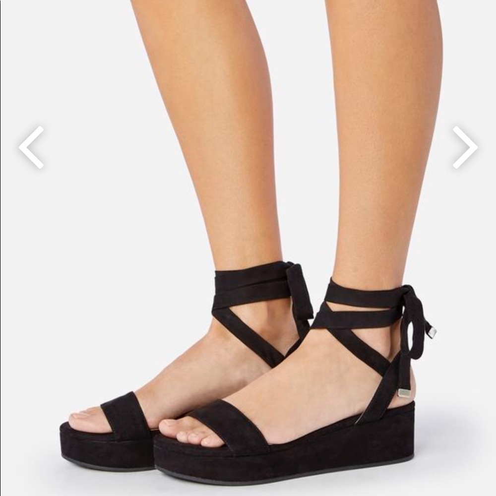 New Never Worn Black Platform Flatform Sandals